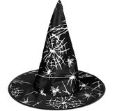 relaxdays heksenhoed zwart - spinnen - tovenaarshoed - punthoed - kostuum accessoire