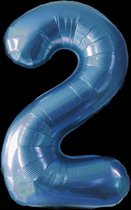 Ballon – Folie ballonnen cijfers – Verjaardags ballon – Cijfer 2 – Blauw - 97cm – 1 stuk