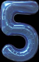 Ballon – Folie ballonnen cijfers – Verjaardags ballon – Cijfer 5 – Blauw - 97cm – 1 stuk
