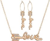 oorbellen dames | ketting dames | cadeau voor vrouw | goudkleurige sieradenset | liefdes cadeau | valentijn cadeautje voor haar | valentijn