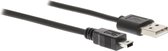 Goobay USB Mini B naar USB-A kabel - USB2.0 - tot 1A / zwart - 5 meter