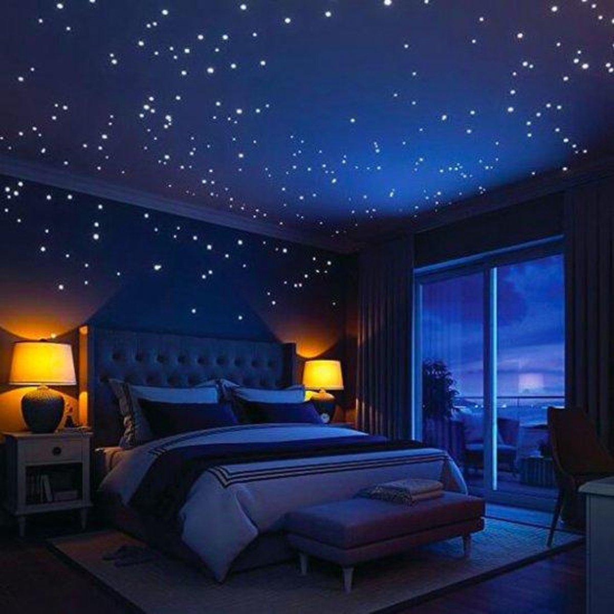 Watt De gasten ik ben verdwaald Glow in de Dark Sterren - Blauw - Lichtgevende sterren hemel - Kinderkamer  decoratie... | bol.com