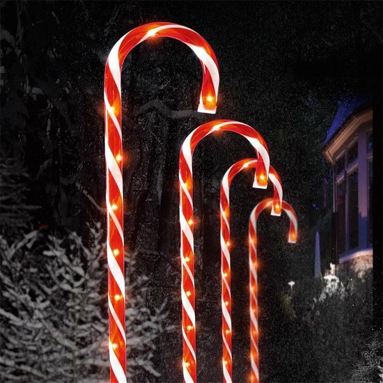 LED Candy Cane Christmas Pathway Lights Set van 4