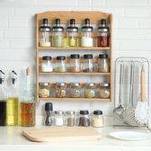 Kruidenrekje - Ophangbaar kruidenrek voor 15 kruidenpotjes - Keukenrek - Specerijen rek - van bamboe hout - 3 laags