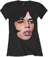 The Rolling Stones Dames Tshirt -L- Mick Portrait Zwart