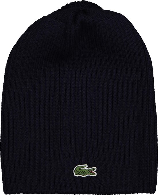 Bonnet Lacoste homme en laine côtelée Vert foncé