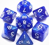 KELERINO. Dobbelstenen voor Dungeons & Dragons - Polydice - Marmer - 7 Delige Set - Blauw / Wit