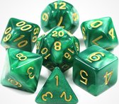 Dobbelstenen voor Dungeons & Dragons - Polydice - Marmer - 7 Delige Set - Groen / Goud