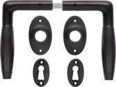 Deurklink set Klassiek in mat zwart met ovale sleutelrozetten