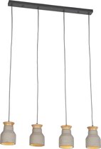 QAZQA hormigo - Industriele Hanglamp - 4 lichts - L 750 mm - Grijs - Industrieel -  Woonkamer | Slaapkamer | Keuken