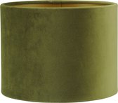 Lampenkap Cilinder - 20x20x15cm - San Remo olijf velours - gouden binnenkant