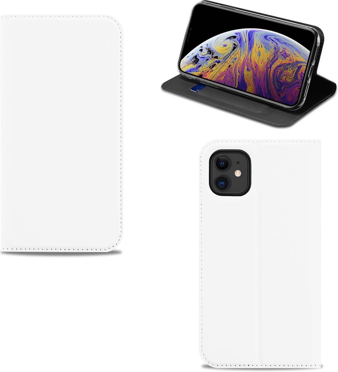 Standcase Hoesje voor Apple iPhone 11 Hoesje Wit met Standaardfunctie