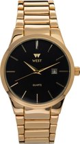 West Watch basic heren horloge staal met datum - Model Milan - analoog - Ø 40 mm - Goud Zwart