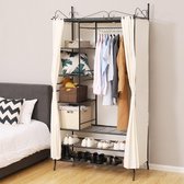 DesignWardrobe Kledingkast - Metaal - Grijs - Met Gordijn