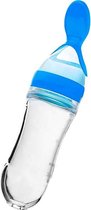 Knijpfles Lepel voor baby`s -Lepel - Silicone  - 90 ml Blauw Siliconen Baby Drinkfles – Lepelfles – Antiknoei Drinkfles Met Lepel – Drinkbeker – BPA Vrij