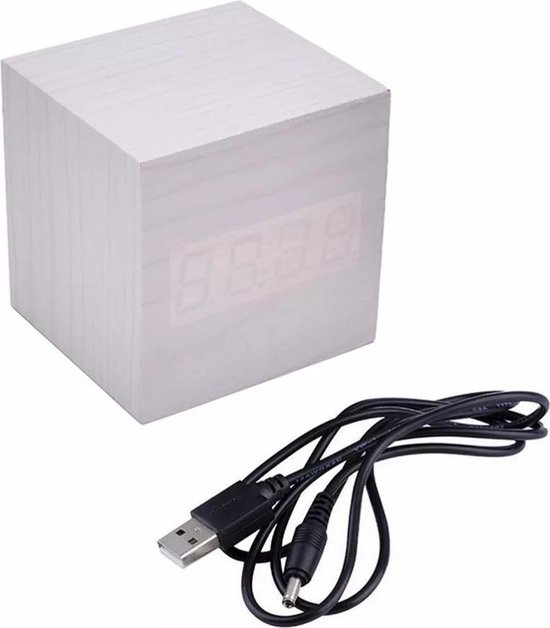 Saizi Vierkante Houten Digitale Wekker Klok Wit