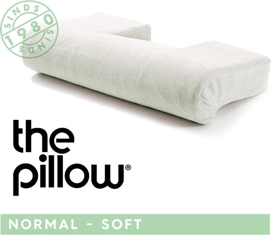 The Pillow Normaal Zacht - Orthopedisch kussen Soft Polyether - Hoofdkussen voor Nekklachten - Kussen voor Nek inclusief Velours Kussensloop - 63x36x15cm