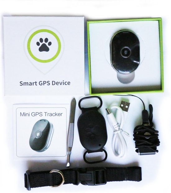 GPS Tracker Kat Hond Zonder abonnement Halsband Waterdicht Zwart