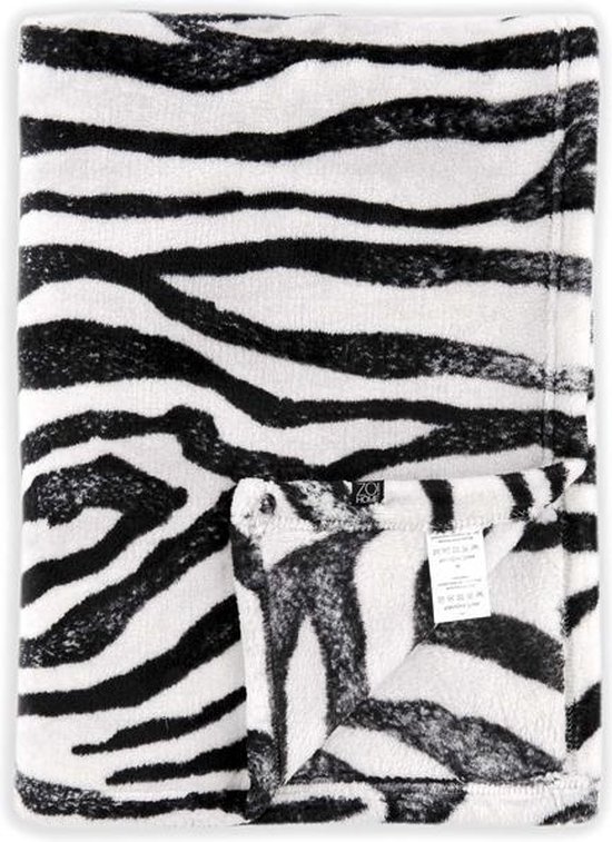 bol.com | ZoHome Zebra Plaid - Fleece - 140x200 cm - Black/White