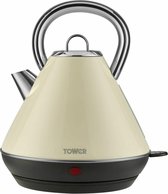 Tower Infinity waterkoker met droogkookbeveiliging | 300W | 1.8L | Verwijderbaar wasbaar filter | Roestvrij staal | crème