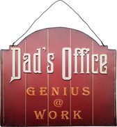 Signs-USA - Vader kantoor - Dads Office Genius @ Work -  35 x 30 cm - retro wandbord - metaal