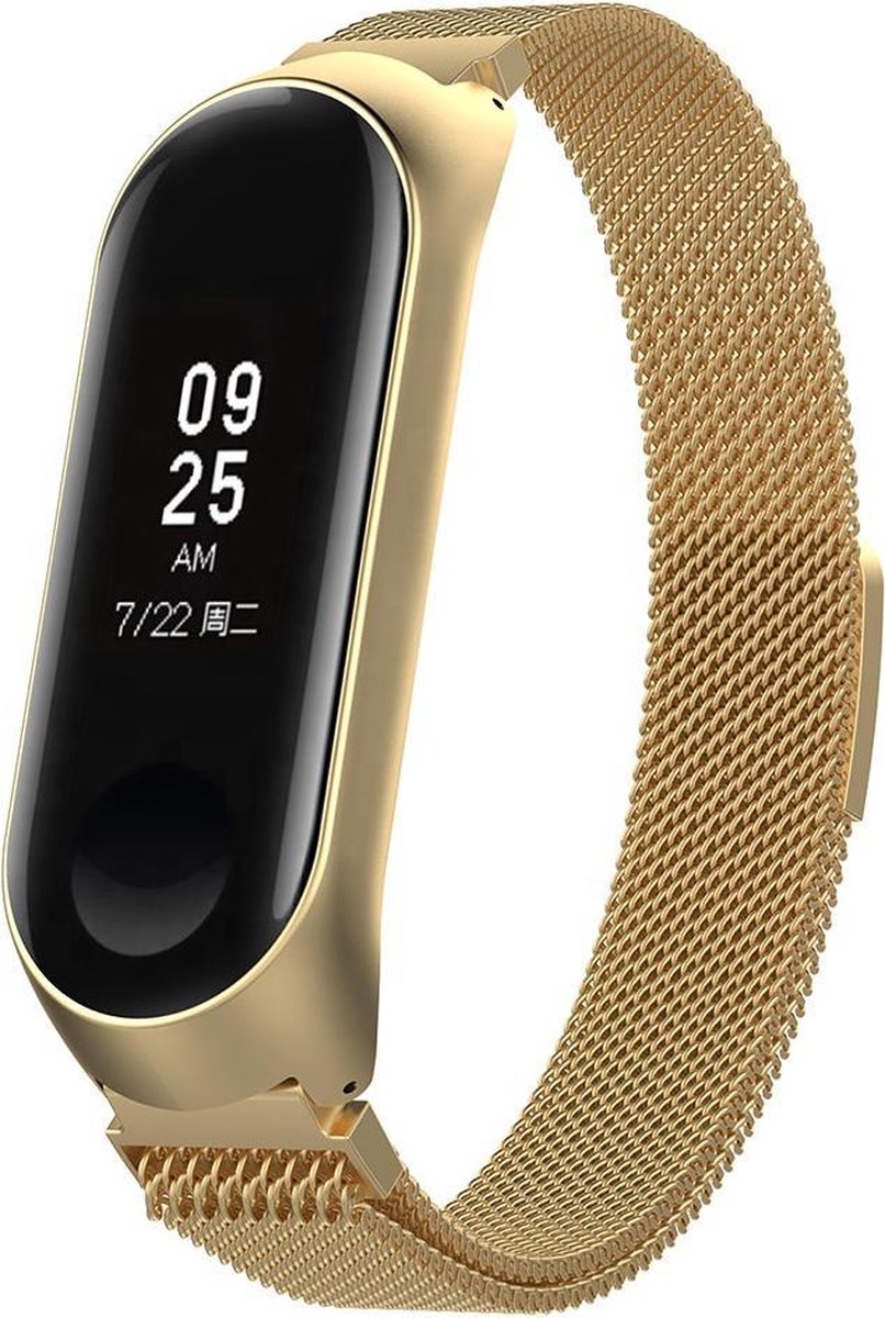 Xiaomi Mi Band 3 & 4 - Wearablebandje - Milanees bandje - Magnetisch - Goud