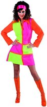 Magic By Freddy's - Jaren 80 & 90 Kostuum - Jaren 60 Fluor Jackie - Vrouw - geel,oranje,roze - Small - Carnavalskleding - Verkleedkleding