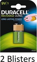 2 blisters (2 blisters a 1 pc) Batterie rechargeable Duracell 9 V - 170 mAh