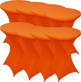 Statafelrok Luxe Oranje x 8 - Statafel Tafelrok - Statafelhoes - Stretch –  ∅80 x 110 cm – geschikt voor Horeca Evenementen | Sta Tafel Hoes | Statafel | Staantafelhoes | Cocktailparty | Trou