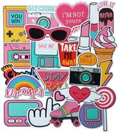 Sticker mix met roze thema  - 50 stuks met teksten, regenbogen, etc