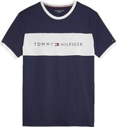 Tommy Hilfiger Sportshirt - Maat M  - Mannen - navy/wit