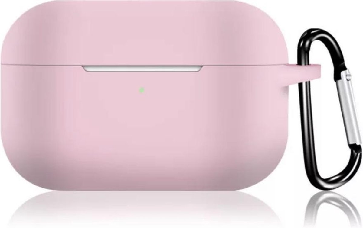 AirPods Pro Case hoesje Pink EXTRA Beschermend Siliconen Case - Hoesje - Geschikt voor Apple Airpods Pro - Pink / Roze + GRATIS opberg haak
