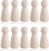 Houten pionnen blanco - vrouwtje - DIY - 20 stuks - 43mm