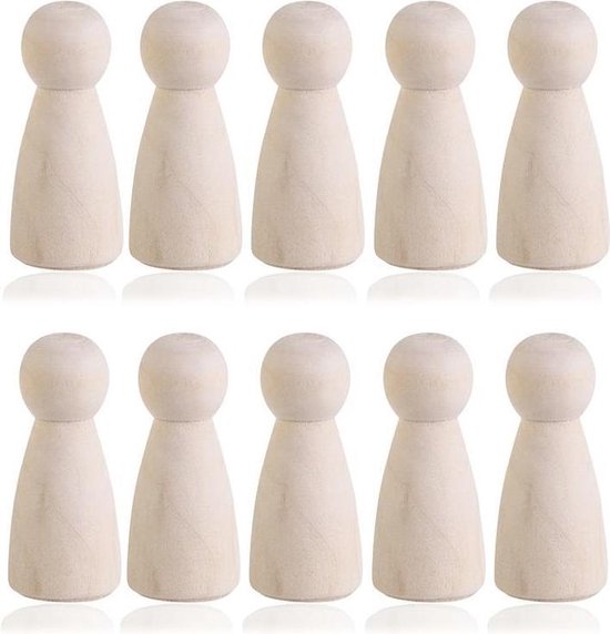 Houten pionnen blanco - vrouwtje - DIY - 20 stuks - 43mm | bol.com