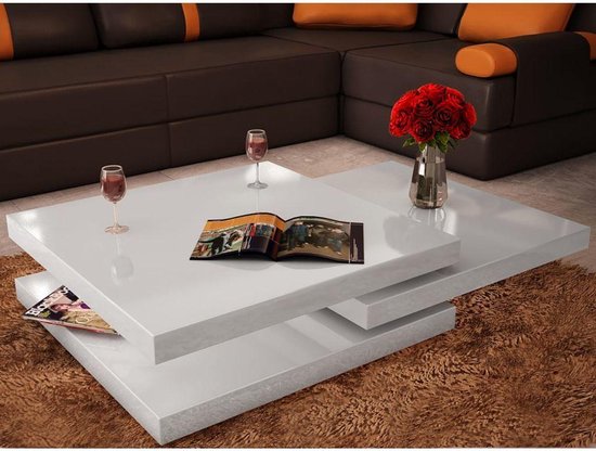 Salon tafel Wit (Incl dienblad) hoogglans - woonkamer tafel - decoratie  tafel -... | bol.com