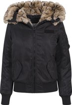 Jas Ladies Imitation Fur Bomber Jacket zwart