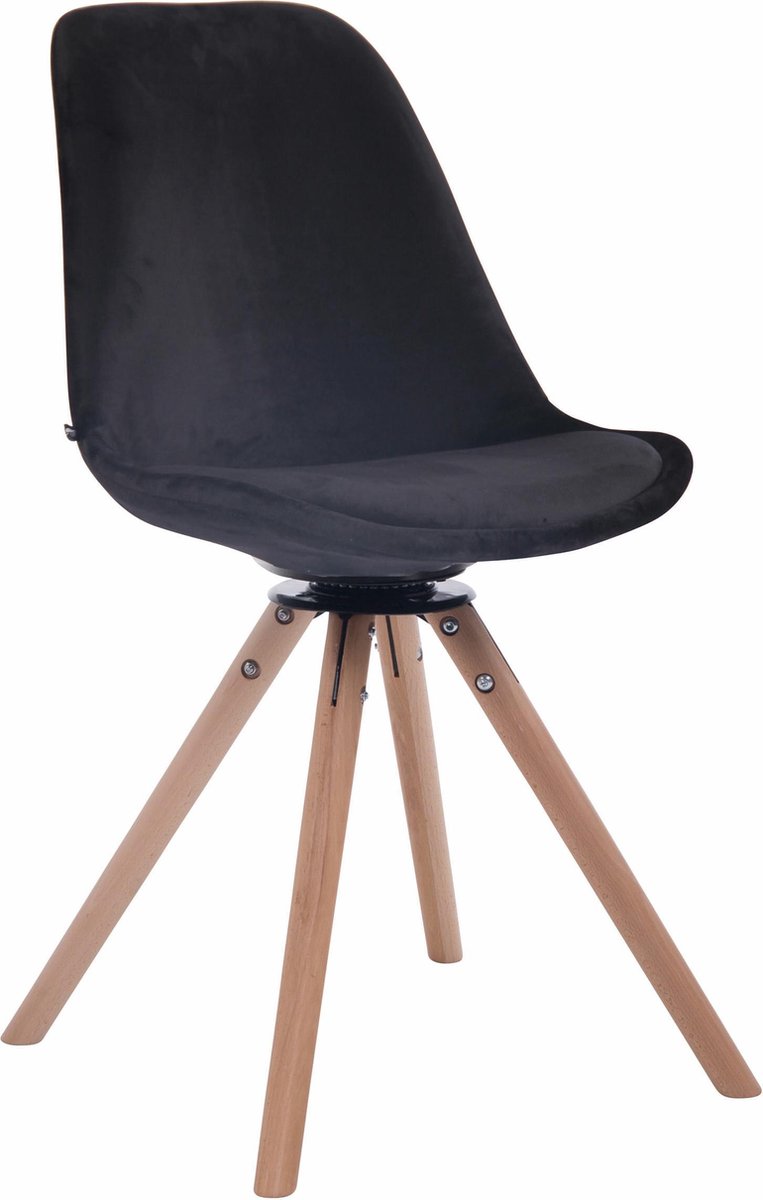 CLP Troyes Eetkamerstoel - Rond frame - Fluweel natura zwart