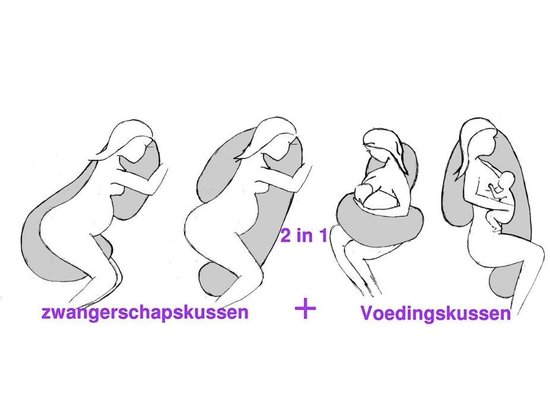 Zwangerschapskussen - Voedingskussen - 100% katoen - 300 cm - grijs met witte stipjespatroon AP Moeder & Kind van AP Moeder & Kind — afbeelding 4