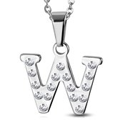 Amanto Ketting Letter W - 316L Staal - Alfabet - 20x22mm - 50cm