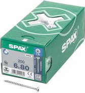 Spax Spaanplaatschroef platverzonken kop Wirox T-Star T30 deeldraad 6.0x80mm (per 200 stuks)
