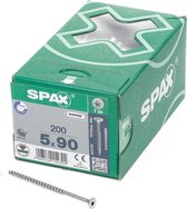 Spax Spaanplaatschroef platverzonken kop verzinkt T-Star T20 deeldraad 5.0x90mm (per 200 stuks)