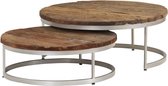 Salontafel set van 2 Bruin (Incl dienblad) hout - woonkamer tafel - decoratie tafel - salon tafel - wandtafel - Koffietafel