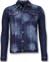 Spijkerjasje - Stone Wash Spijkerjasje Heren Denim Jacket - Donker Blauw