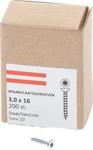 Hoenderdaal Spaanplaatschroef verzinkt platverzonken kop TX10 voldraad 3.0X16 (per 200 stuks)