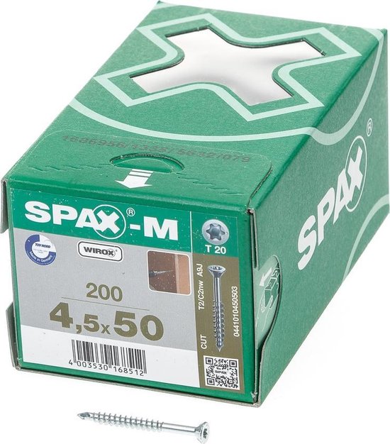 Spax Schroef MDF Verzinkt Torx 4.5 x 50 (200) | bol.com