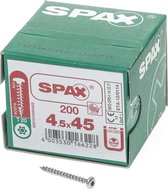 Spax Spaanplaatschroef cilinderkop verzinkt T-Star T20 4.5x45mm (per 200 stuks)