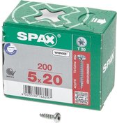 Spax Spaanplaatschroef cilinderkop verzinkt T-Star T20 5.0x20mm (per 200 stuks)