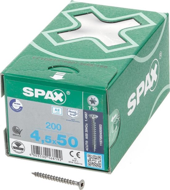 Spax Universele Schroef T-Star Verzonken Kop Torx T20 - 5x50mm - 25 stuks