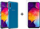 Samsung a50 hoesje shock proof case - Samsung galaxy a50 hoesje shockproof case hoes cover transparant - 1x Samsung a50 screenprotector screen protector
