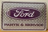 Ford Parts en Service reclamebord van metaal metalen wandbord RECLAMEBORD - MUURPLAAT - VINTAGE - RETRO - WANDDECORATIE -TEKSTBORD - DECORATIEBORD - RECLAME - NOSTALGIE CAFE- BAR -MANCAVE- 30 x 20 cm GEBOLD EN RELIEF